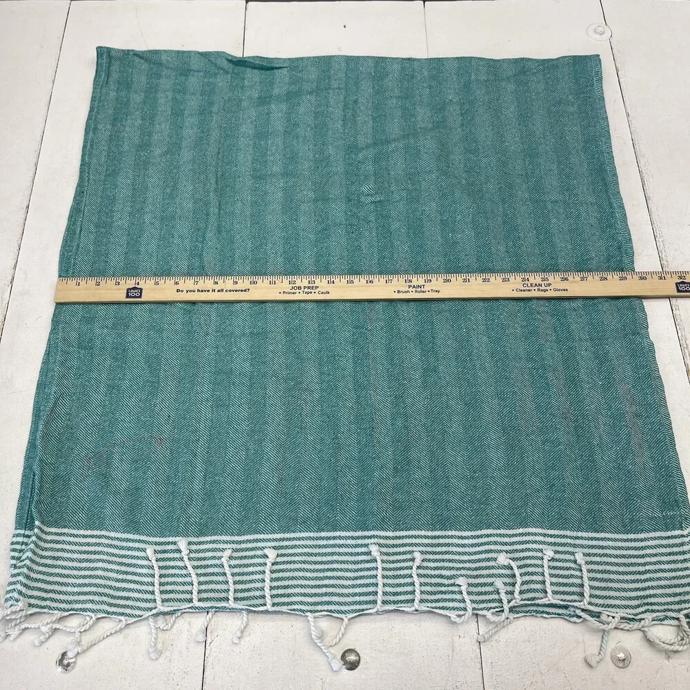 Ilis Home Teal Green Cotton Fringe Tassel Lightweight Beach Towel 64inx30in